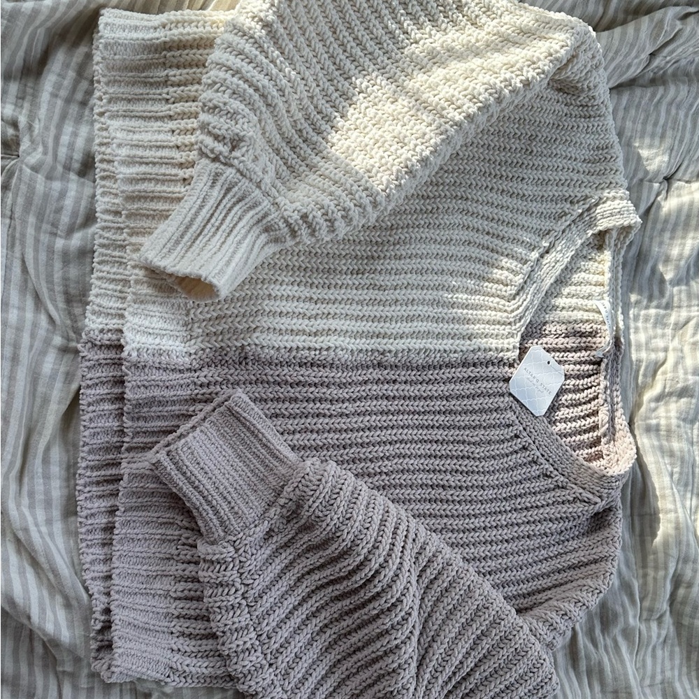 Altar'd State Cream and Gray Knit Sweater